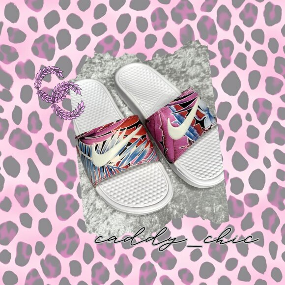 Nike Benassi Floral Print Slides Sandals Size 9 - Picture 1 of 9
